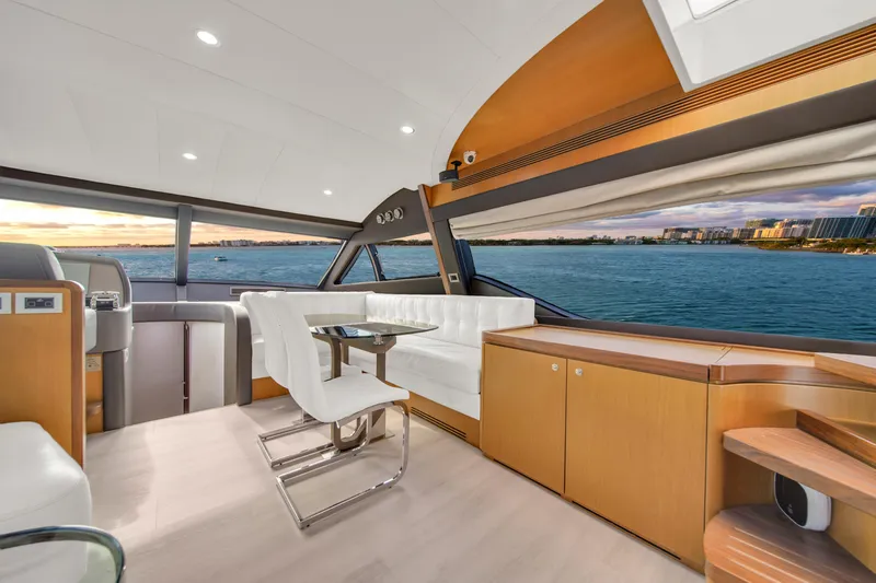 Hope Yacht Photos Pics Luxurious interior of 2011 Ferretti Yachts 660 with ocean view.