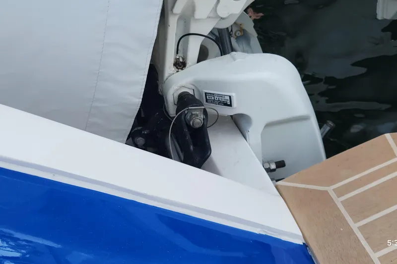  Yacht Photos Pics Close-up of a 2017 Intrepid 475 Sport Yacht engine detail by the water.