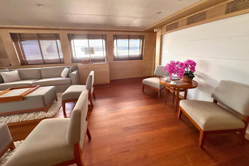 Celebrity Yacht Photos Pics Luxurious Ses Yachts 2001 custom interior with elegant seating and vibrant floral decor.