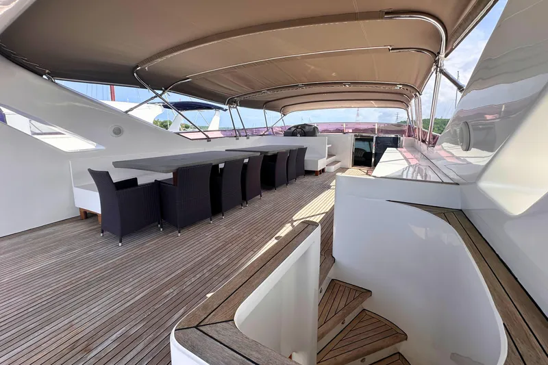 Celebrity Yacht Photos Pics Luxurious 2001 Ses Yachts custom model with spacious deck and elegant seating area.