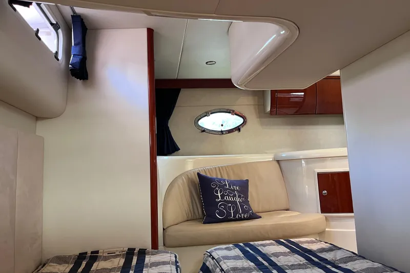 Yacht Photos Pics Interior of 2006 Fairline Targa 40 yacht with cozy seating and nautical decor.