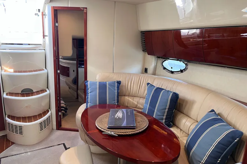  Yacht Photos Pics Interior of 2006 Fairline Targa 40 yacht with elegant seating and wooden accents.