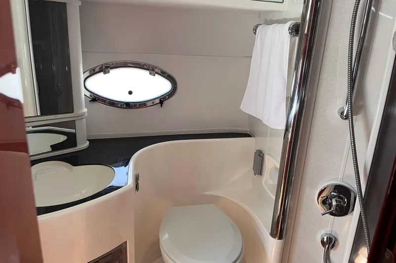  Yacht Photos Pics Bathroom interior of 2006 Fairline Targa 40 yacht with modern fixtures.