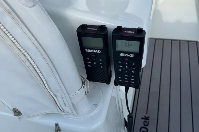  Yacht Photos Pics Two marine radios on a 2020 Yellowfin 36 Offshore boat.