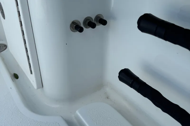  Yacht Photos Pics Control panel and rods on 2020 Yellowfin 36 Offshore boat.