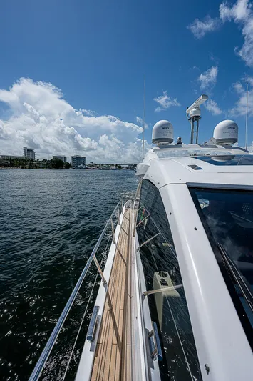  Yacht Photos Pics Azimut S6 2022 yacht cruising on a sunny day with clear skies and calm waters.