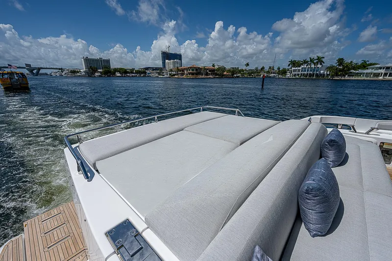  Yacht Photos Pics 2022 Azimut S6 yacht with spacious sun deck, cruising on a sunny day.