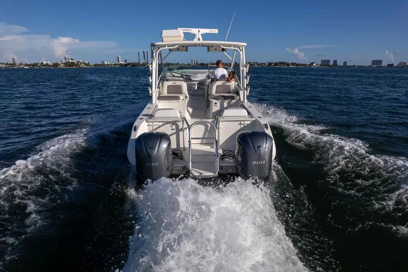 Yacht Photos Pics 2017 World Cat 295 DC cruising on open water with twin engines.