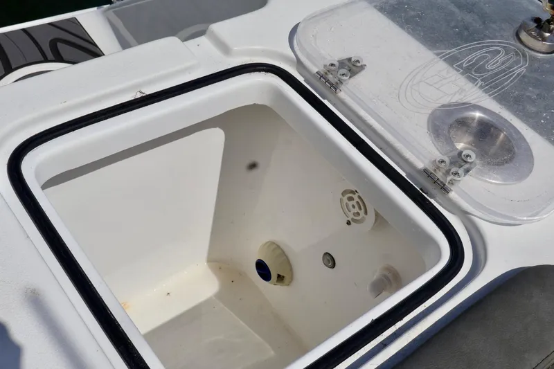  Yacht Photos Pics Open storage compartment on 2022 Sea Hunt Gamefish 30 Coffin Box boat.