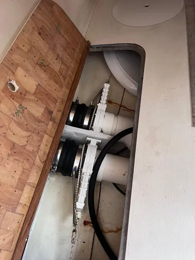 Yippee Kai Yay Yacht Photos Pics Interior view of a 2009 Class 40 Antrim Design boat showing mechanical components.