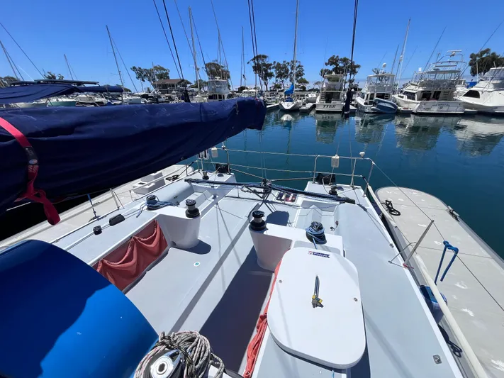 Yippee Kai Yay Yacht Photos Pics Sailboat docked in marina, Class 40 Antrim Design, 2009 model, sunny day.