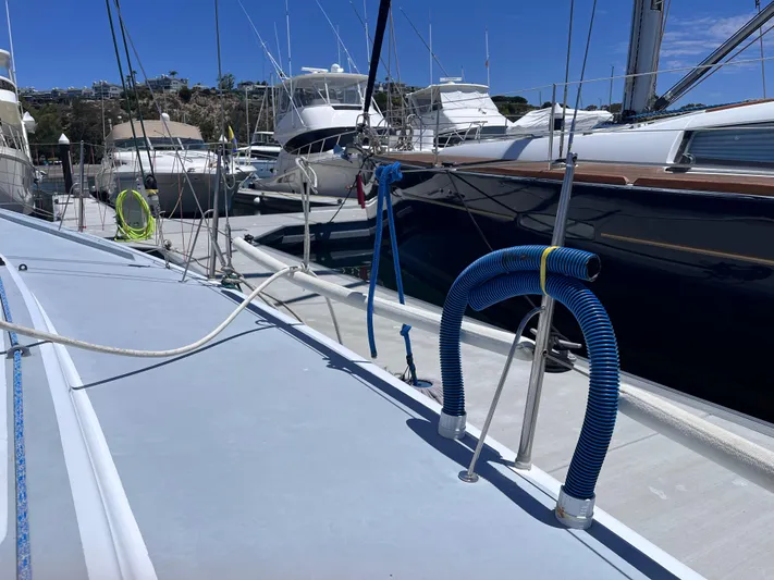 Yippee Kai Yay Yacht Photos Pics Sailboat deck view at marina, featuring Class 40 Antrim Design, 2009 model.