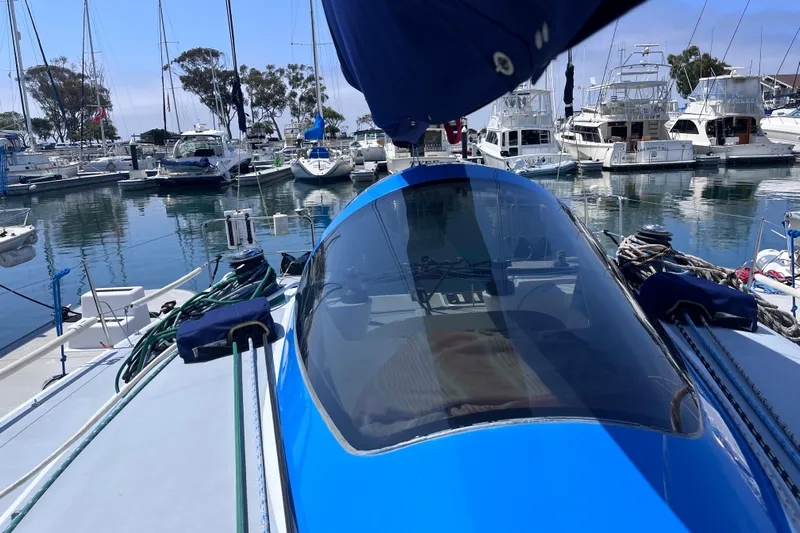 Yippee Kai Yay Yacht Photos Pics Class 40 Antrim Design sailboat docked in a marina, 2009 model.