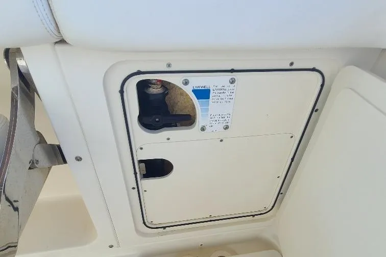 The Snapper Slapper Yacht Photos Pics Livewell compartment on a 2014 Boston Whaler 315 Conquest Pilothouse boat.