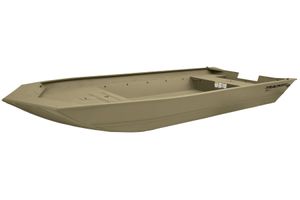 2025 Tracker GRIZZLY 2072 Utility boat, beige color, side view.