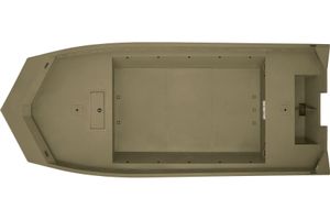 2025 Tracker GRIZZLY 2072 Utility boat, top view, spacious interior, olive green color.