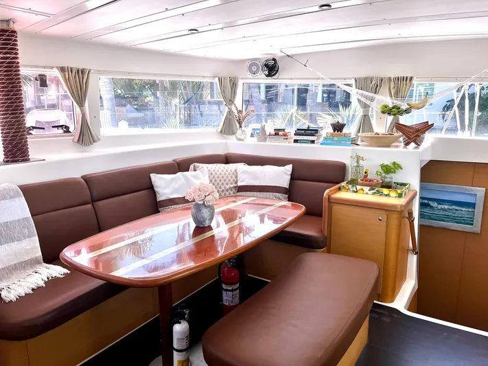  Yacht Photos Pics Luxurious interior of 2009 Lagoon 420 yacht with elegant seating and decor.
