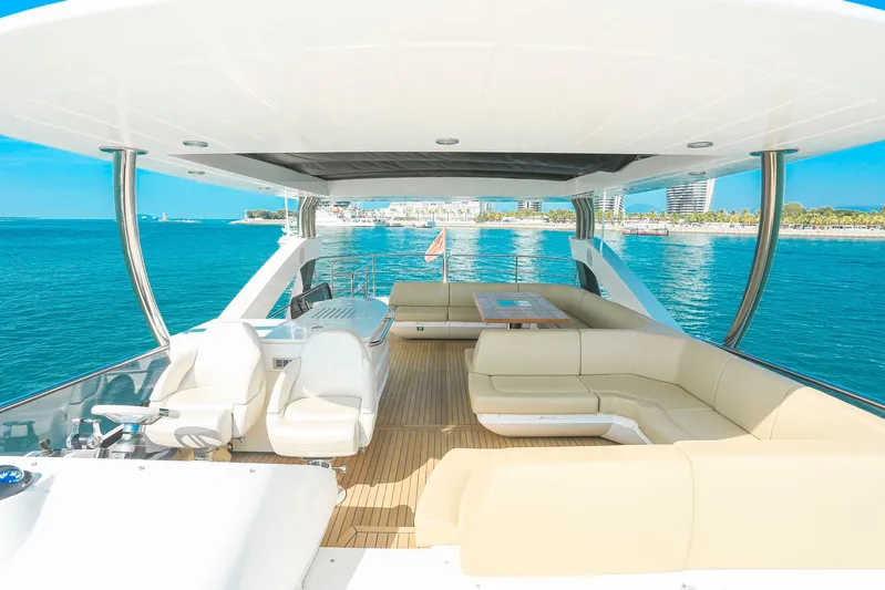  Yacht Photos Pics Luxurious 2015 Sunseeker 75 Yacht with spacious deck and stunning ocean view.
