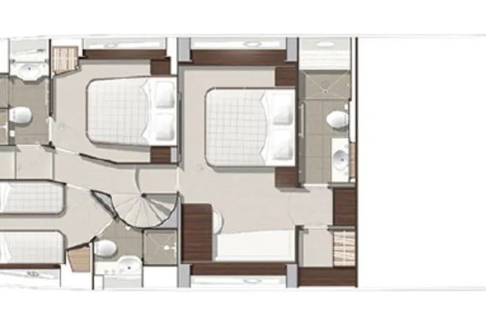 Glasax Yacht Photos Pics Floor plan of a 2016 Sunseeker 75 Yacht, featuring bedrooms and bathrooms.