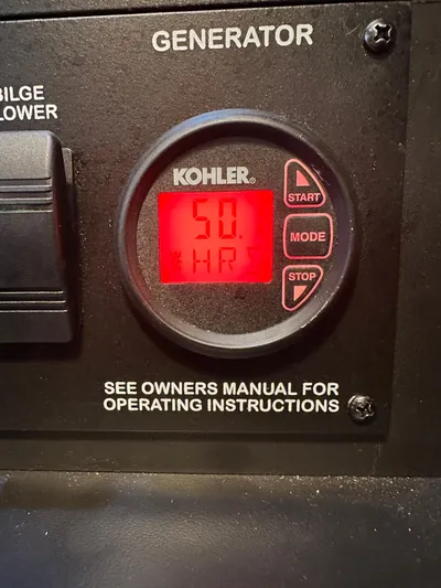  Yacht Photos Pics Kohler generator display showing 50.1 hours on a 2017 Sea Ray Sundancer 310.