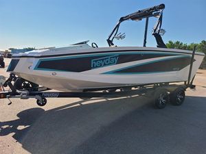 2018 Heyday WT-2 boat on trailer, side view.