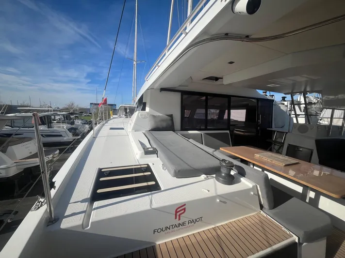  Yacht Photos Pics 2022 Fountaine Pajot Elba 45 catamaran with spacious deck and modern design.