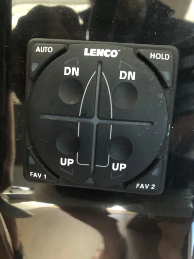  Yacht Photos Pics Lenco control panel on 2022 Beneteau Antares 9 boat, featuring trim tab adjustments.