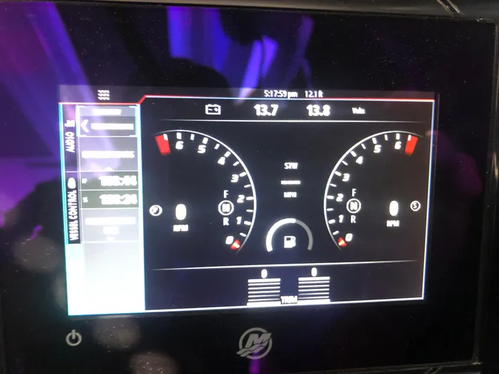  Yacht Photos Pics Dashboard display of a 2022 Beneteau Antares 9 boat, showing speed and RPM gauges.