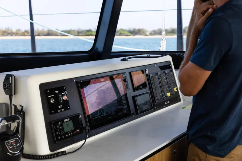  Yacht Photos Pics Control panel of 2025 Introductory Cure Marine 55 yacht with navigation equipment.