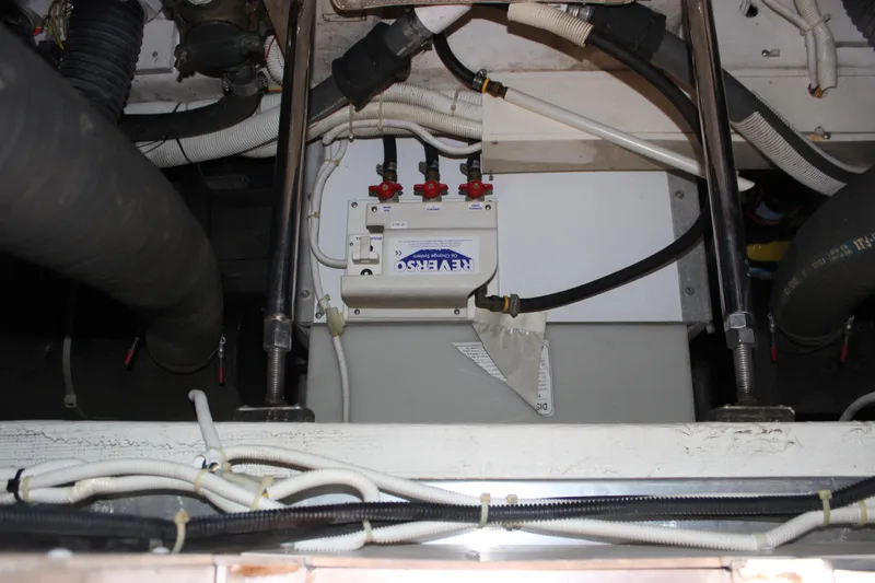  Yacht Photos Pics Engine compartment of 2003 Carver 36 Super Sport with marine equipment and wiring.