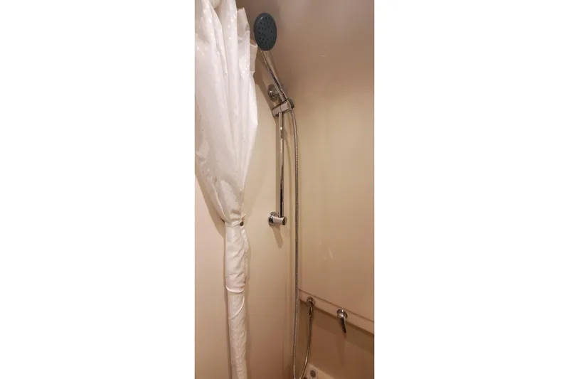  Yacht Photos Pics Shower area in 2010 Formula 31 Performance Cruiser with curtain and handheld showerhead.