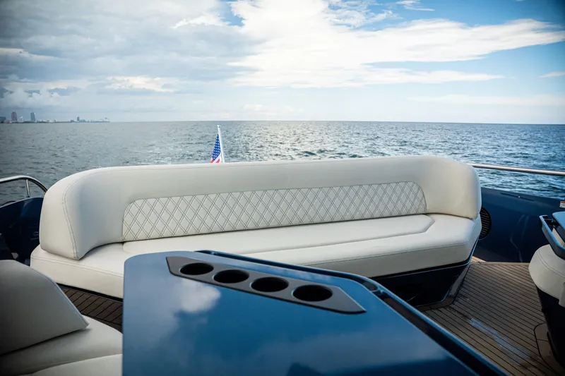  Yacht Photos Pics Luxurious seating on 2025 Dutch American DA 53 yacht with ocean view.