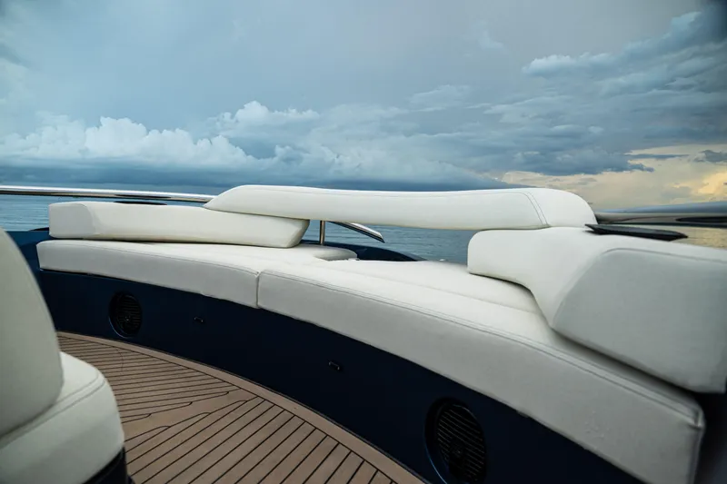  Yacht Photos Pics Luxurious seating on 2025 Dutch American DA 53 yacht with ocean view.