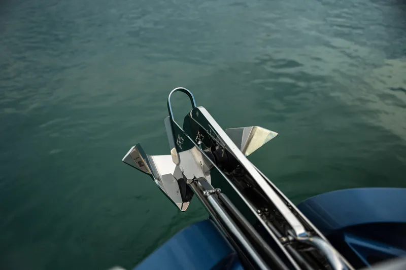  Yacht Photos Pics Anchor of Dutch American DA 53 boat, 2025 model, over calm water.