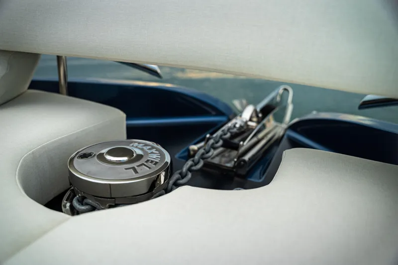  Yacht Photos Pics Anchor chain mechanism on Dutch American DA 53 yacht, 2025 model, featuring Maxwell winch.