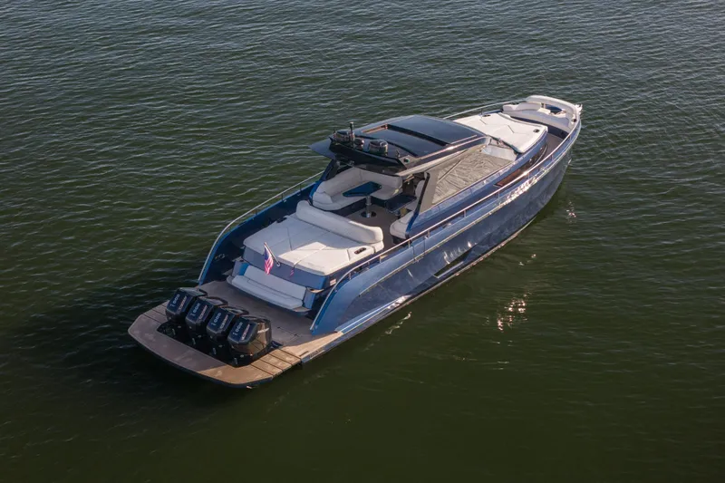  Yacht Photos Pics Luxury 2025 Dutch American DA 53 yacht cruising on calm waters.