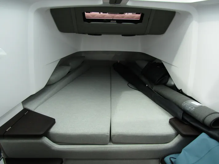  Yacht Photos Pics 2024 Axopar 37XC CROSS CABIN interior with spacious sleeping area and modern design.