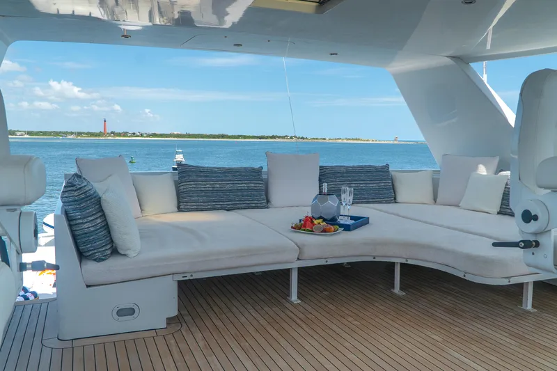 Gale Winds Yacht Photos Pics Flybridge Covered Lounging Area - Gale Winds for sale