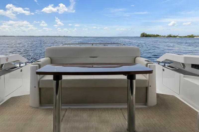 Big Eyes Yacht Photos Pics 2019 Tiara Yachts 39 Coupe, rear seating area with ocean view.