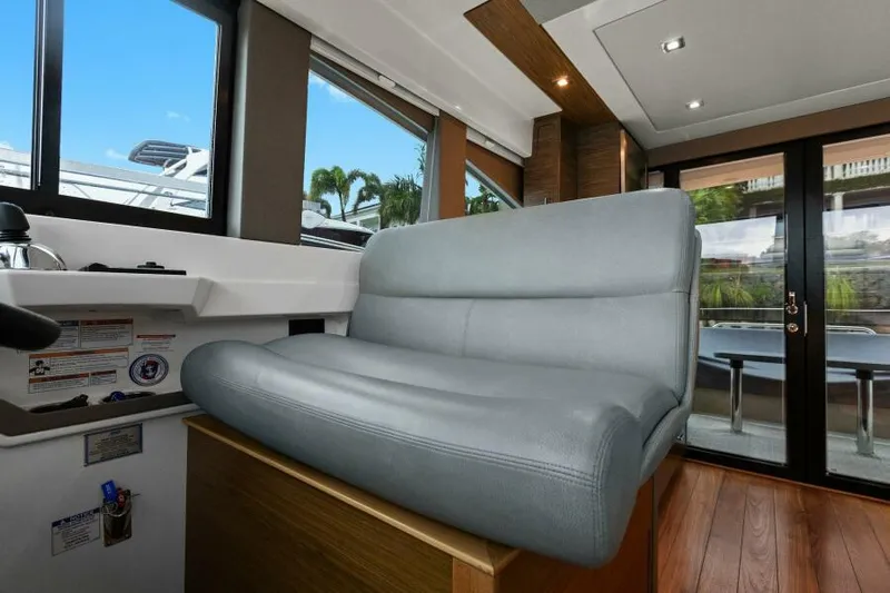 Big Eyes Yacht Photos Pics Interior of 2019 Tiara Yachts 39 Coupe with sleek seating and modern design.