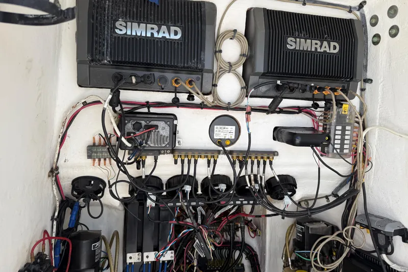  Yacht Photos Pics Electrical system of a 2008 Contender 33 Tournament boat with Simrad equipment.