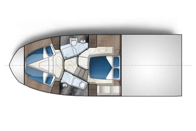  Yacht Photos Pics Manufacturer Provided Image: 2024 Galeon 440 Fly yacht interior layout with bedrooms and bathrooms.