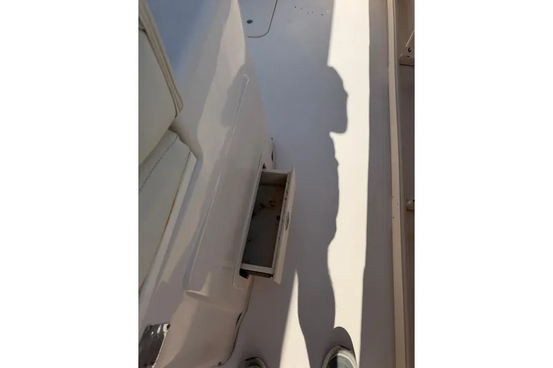  Yacht Photos Pics 2008 Grady-White Canyon 336 boat interior with open storage compartment.