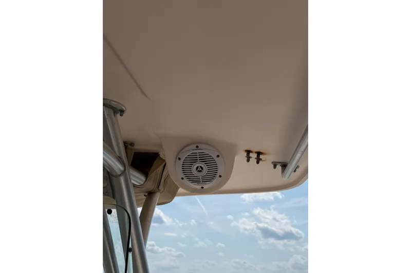  Yacht Photos Pics Ceiling speaker on 2008 Grady-White Canyon 336 boat with metal supports.