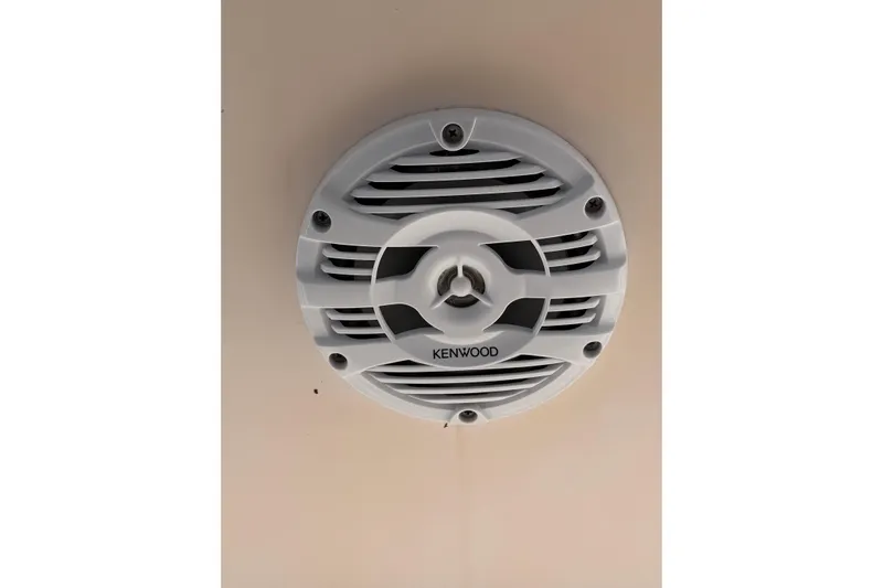  Yacht Photos Pics Kenwood marine speaker installed on 2008 Grady-White Canyon 336 boat ceiling.