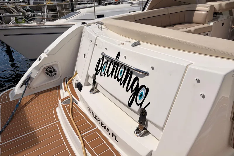  Yacht Photos Pics 2008 Sea Ray Sundancer 350 yacht with custom name "Pachanga" at Cutler Bay, FL marina.