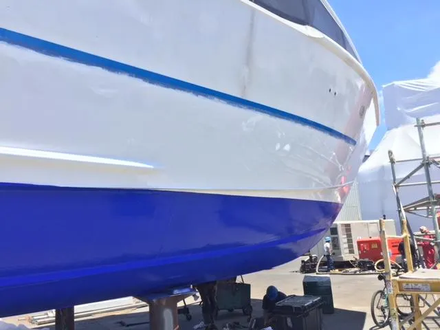 Billie J Yacht Photos Pics High-speed passenger boat, Custom model, 2008, docked for maintenance.