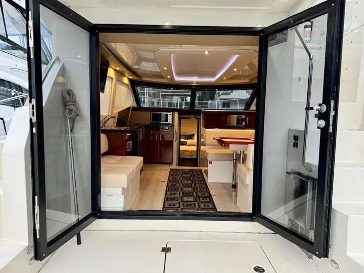  Yacht Photos Pics Interior view of 2016 Carver C40 Command Bridge yacht, featuring modern design and spacious layout.
