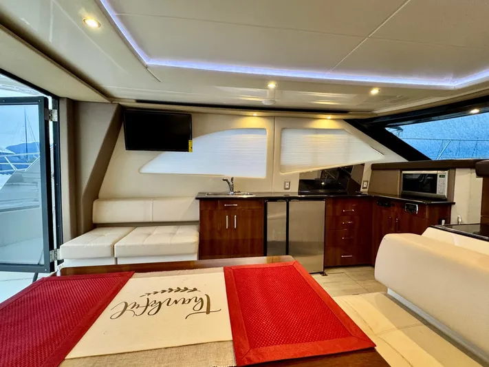  Yacht Photos Pics Luxurious interior of 2016 Carver C40 Command Bridge yacht with modern amenities.