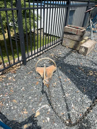 Kindred Spirit Yacht Photos Pics Anchor on gravel near fence, Jeanneau Sun Odyssey 45 DS, 2008 model.